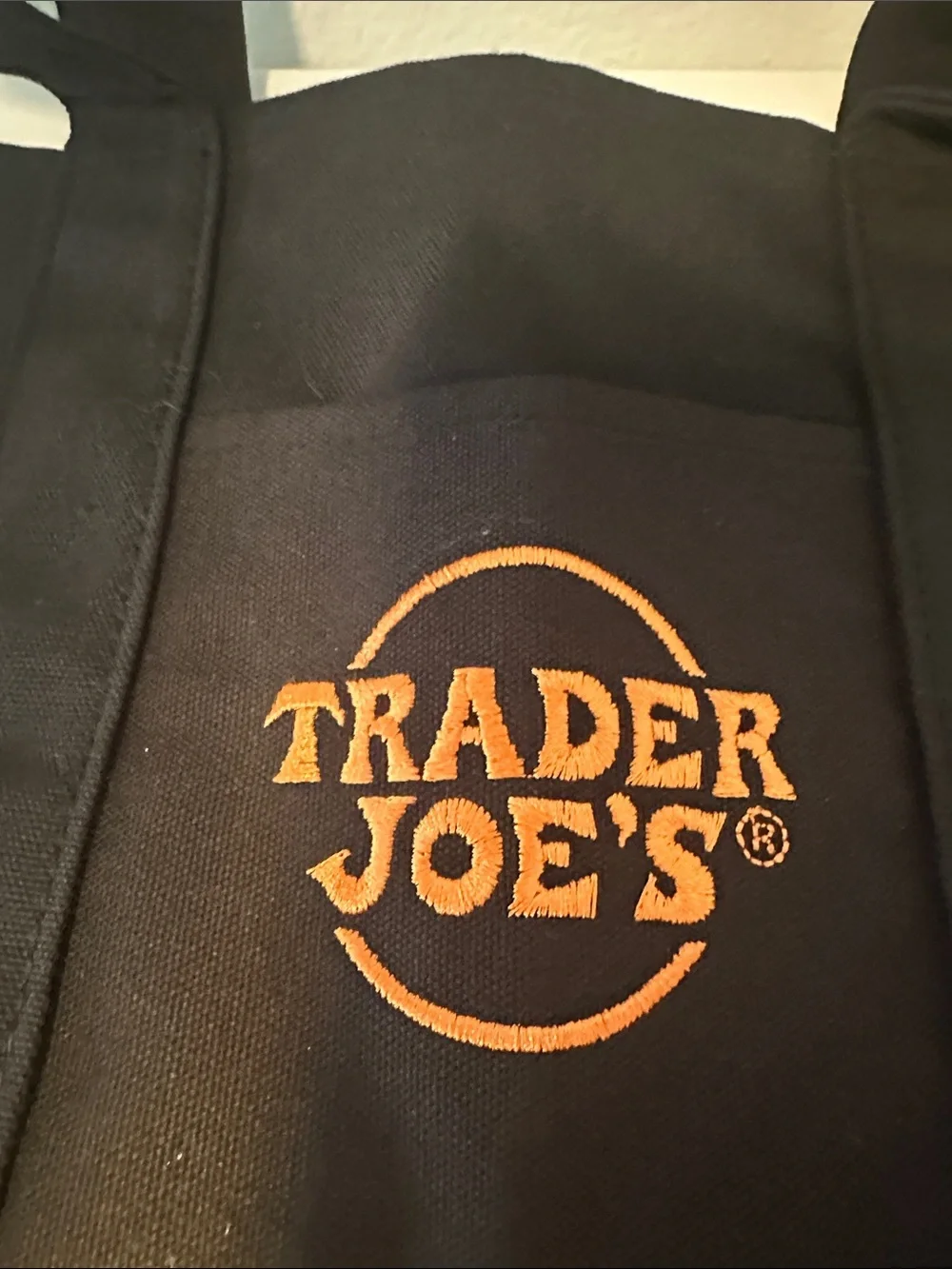 Trader Joe's Black Mini Canvas Tote Bag with Orange Logo Halloween is here!
